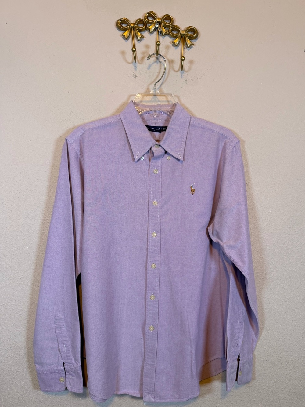 Ralph Lauren Classic Vintage Lilac Button-Down Oxford Shirt. Size 14